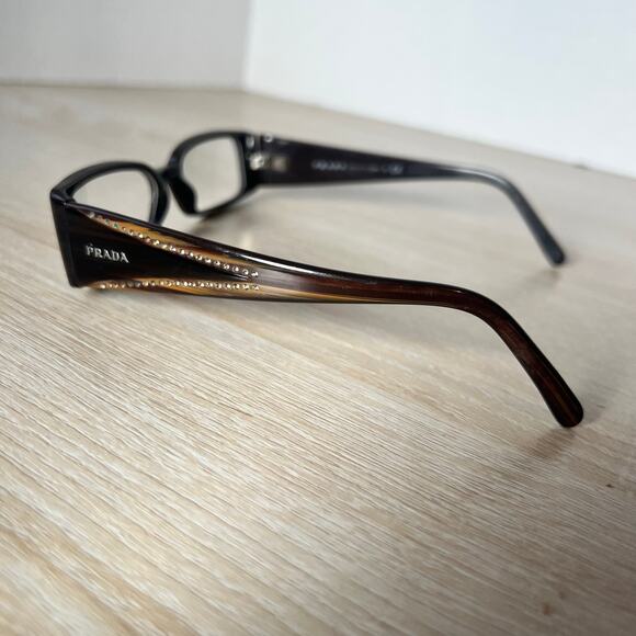 Prada VPR25I 7N6-1O1 Eyeglasses Brown Rhinestones Frames 50-15-135 READ - Picture 9 of 11